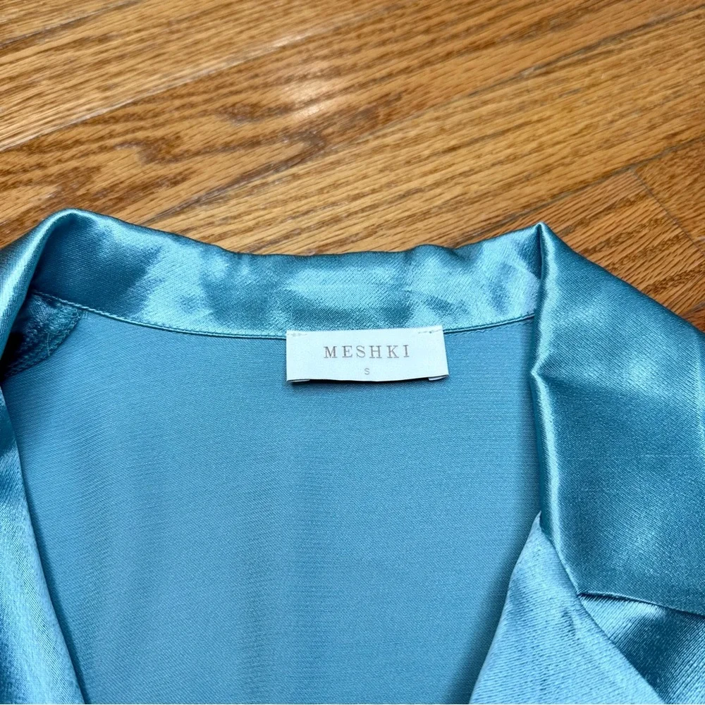 Meshki Amia Satin Wrap Shirt & Mini Skirt Set - Powder Blue - Picture 6 of 6